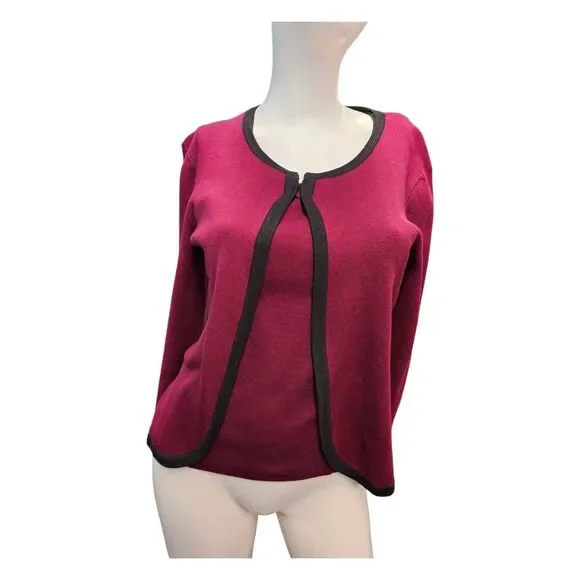 Geoffrey Beene Red Silk Blend Sweater Set Size Medium - Picture 1 of 6